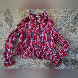 Levis Plaid Red Girls Shirt Xl 13 15 Nwt